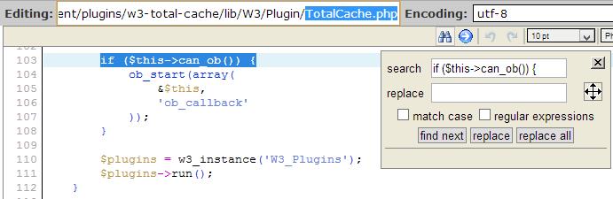 W3 Total Cache - File Editing